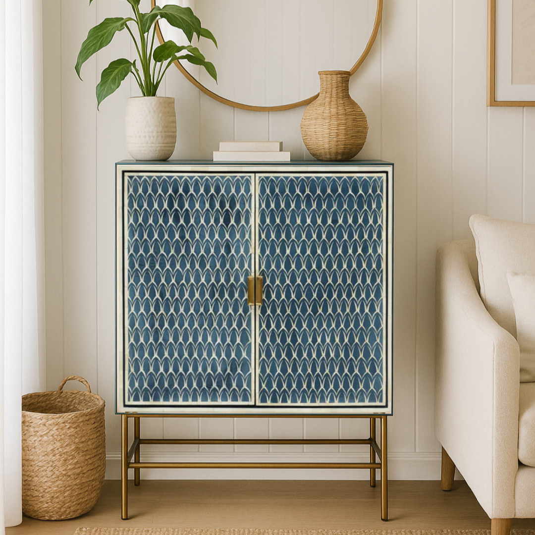 Bone Inlay Cabinet : Arches : Indigo