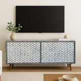 Living room with a decorative cabinet below a flat-screen TV