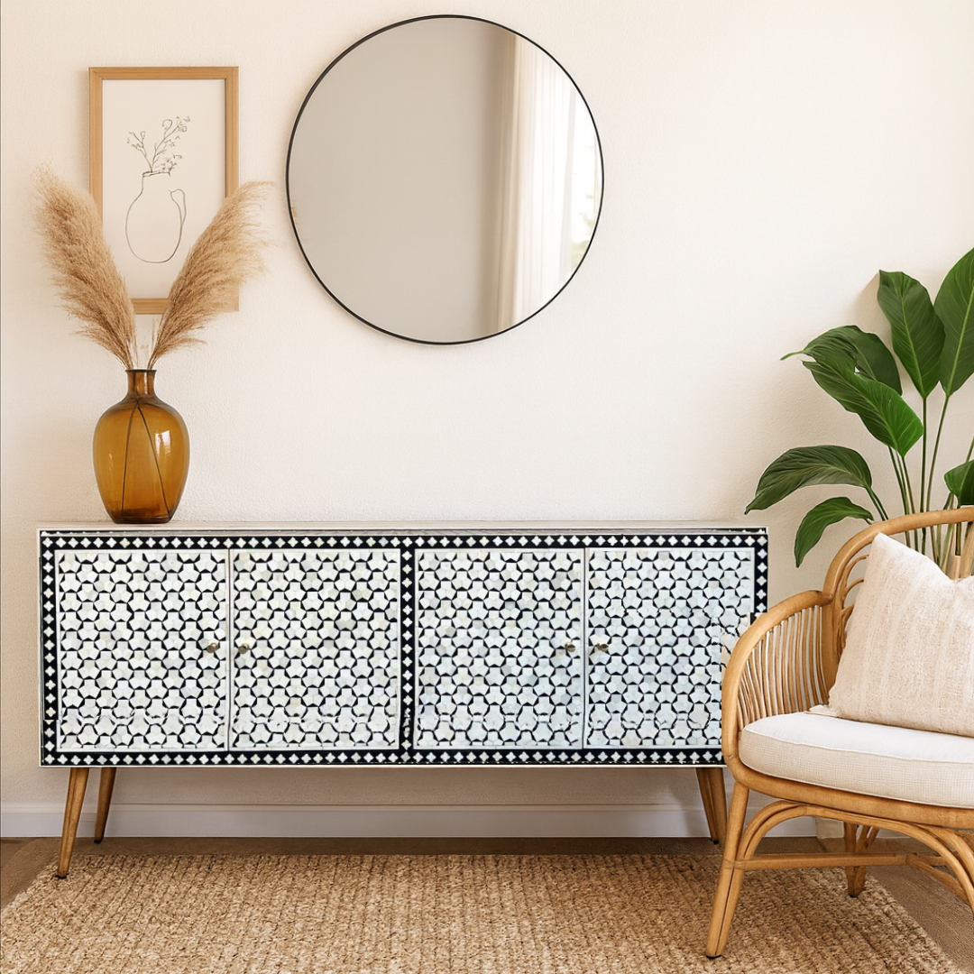 Bone Inlay TV Sideboard : Tri-Square : Charcoal