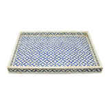Bone Inlay Rectangular Tray : Starburst :  Blue