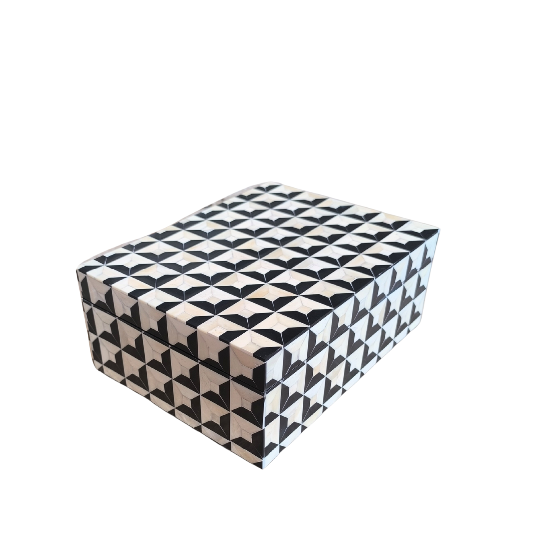 Bone Inlay Rectangular Box : Black & White