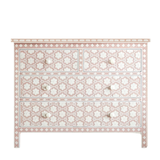 Decorative chest of drawers with floral pattern on a white background