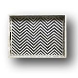 Bone Inlay Rectangular Tray : Zig Zag: Black