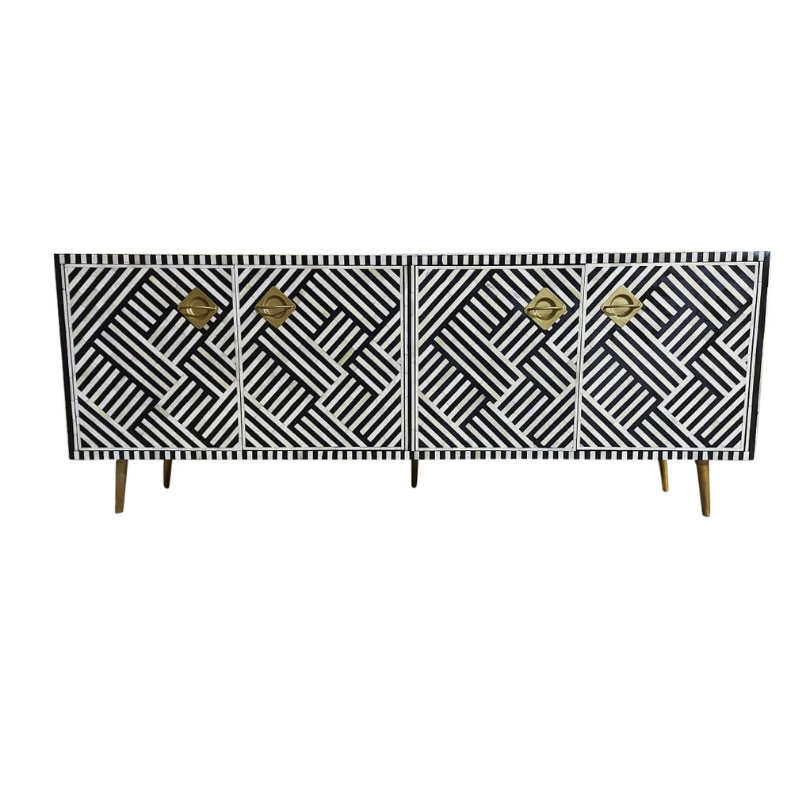 Bone Inlay TV Sideboard : Criss Cross : Black