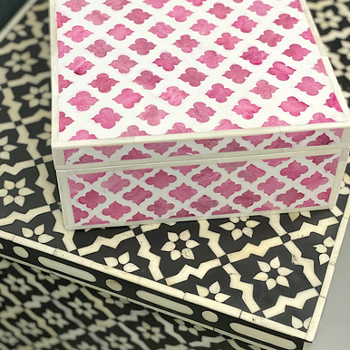 Bone Inlay Small Gift Box : Moroccan : Pink