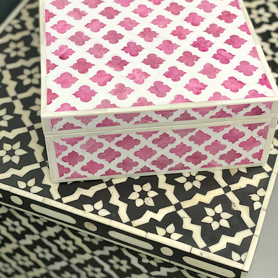 Bone Inlay Large Box : Moroccan : Pink