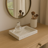 Mother of Pearl Rectangular Tray : Floral : White