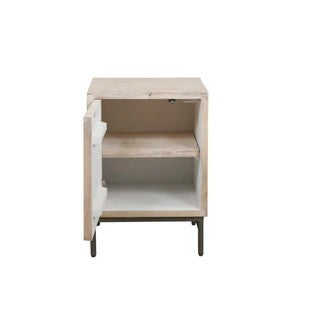 Bedside Cabinet with Bone Inlay Insert : Pond Lily : Whitewash