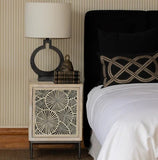 Bedside Cabinet with Bone Inlay Insert : Pond Lily : Whitewash