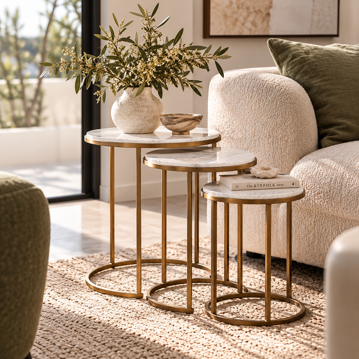 Marble Nest of Tables : White