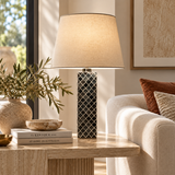 Bone Inlay Table Lamp : Moroccan : Grey