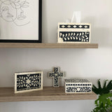 Bone Inlay Mini Tray : Floral : Black