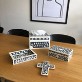 Bone Inlay Mini Tray : Floral : Black