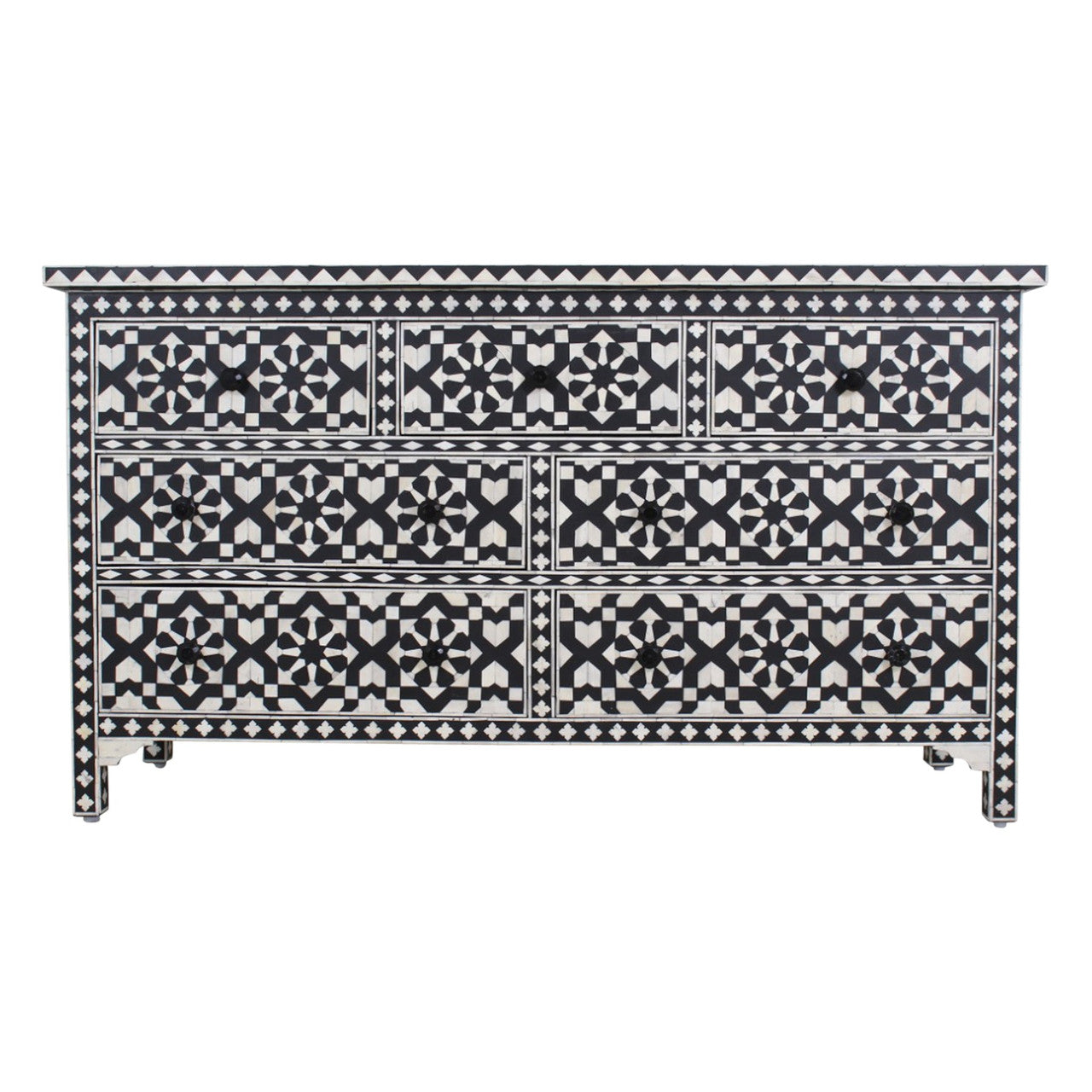 Bone Inlay 7 Drawer Chest : Zelliges : Black