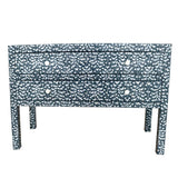 Bone Inlay 2 Drawer Chest : Hearts : Teal