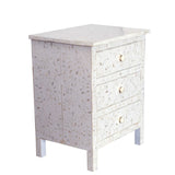 Bone Inlay 3 Drawer Bedside : Floral : White