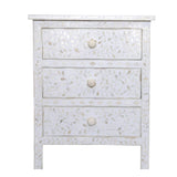 Bone Inlay 3 Drawer Bedside : Floral : White