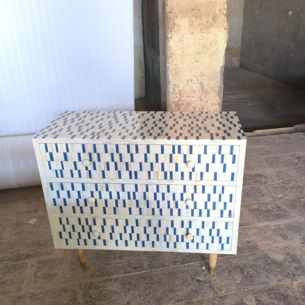 Mother of Pearl Inlay 2 Drawer Bedside : Morse : Indigo