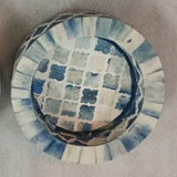 Dyed Bone Inlay Round Tray : Moroccan : Blue