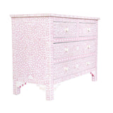 Bone Inlay 4 Drawer Chest : Floral : Soft Pink