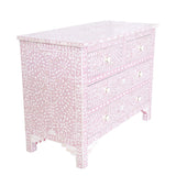 Bone Inlay 4 Drawer Chest : Floral : Soft Pink