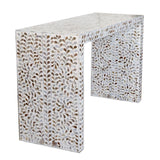 Bone Inlay Waterfall Console : Floral : White