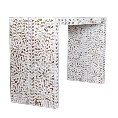 Bone Inlay Waterfall Console : Floral : White