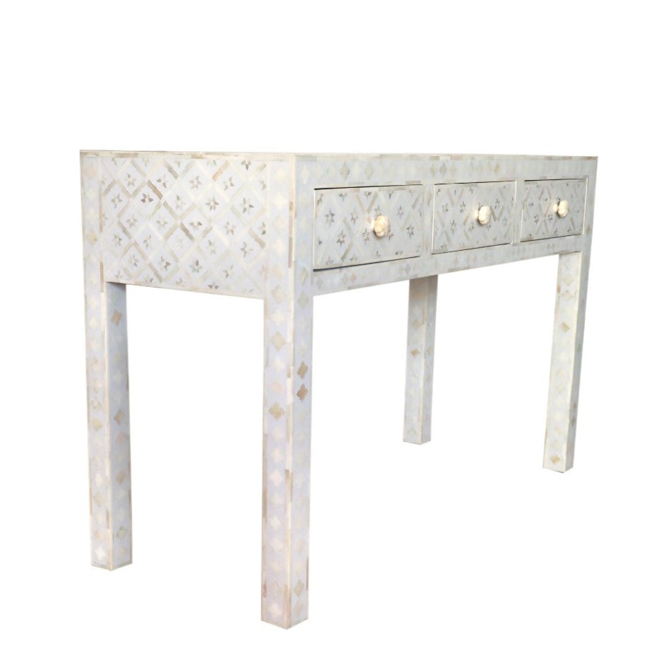 Bone Inlay Console : Ogee : White