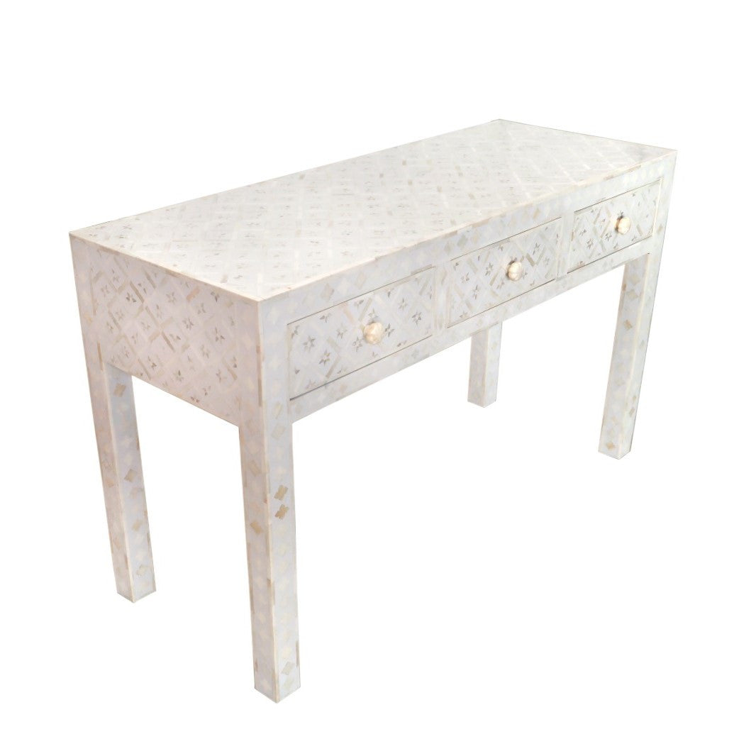 Bone Inlay Console : Ogee : White