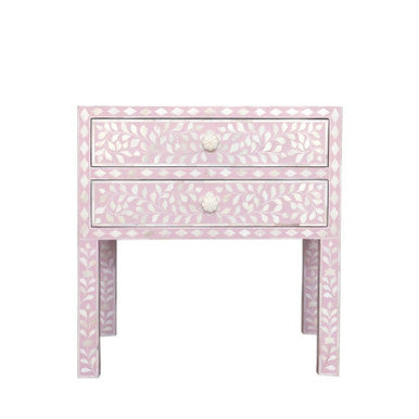 Bone Inlay 2 Drawer Bedside : Floral : Blush