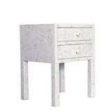 Bone Inlay 2 Drawer Bedside : Floral : White