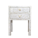 Bone Inlay 2 Drawer Bedside : Floral : White