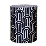 Bone Inlay Side Table : Arches : Navy Blue