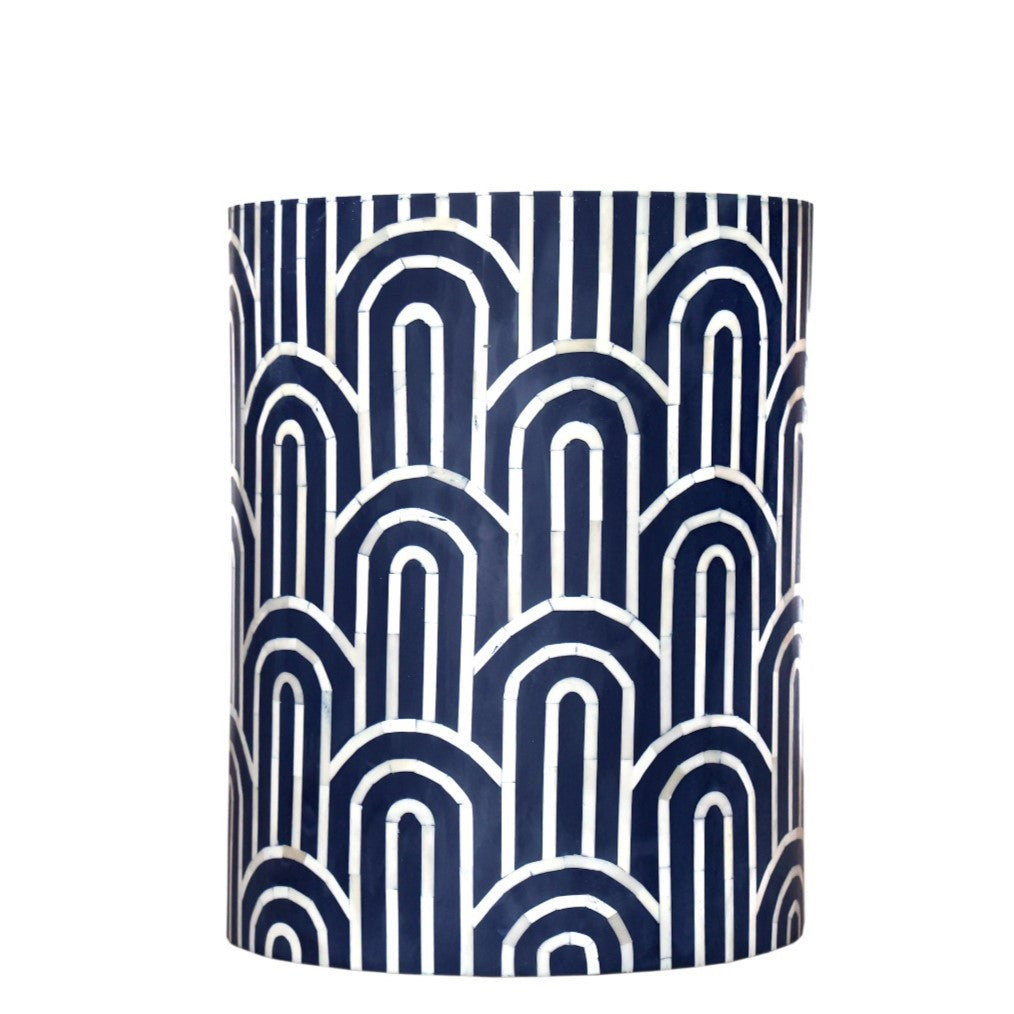 Bone Inlay Side Table : Arches : Navy Blue