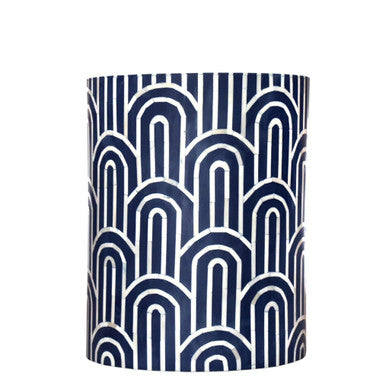 Bone Inlay Side Table : Arches : Navy Blue