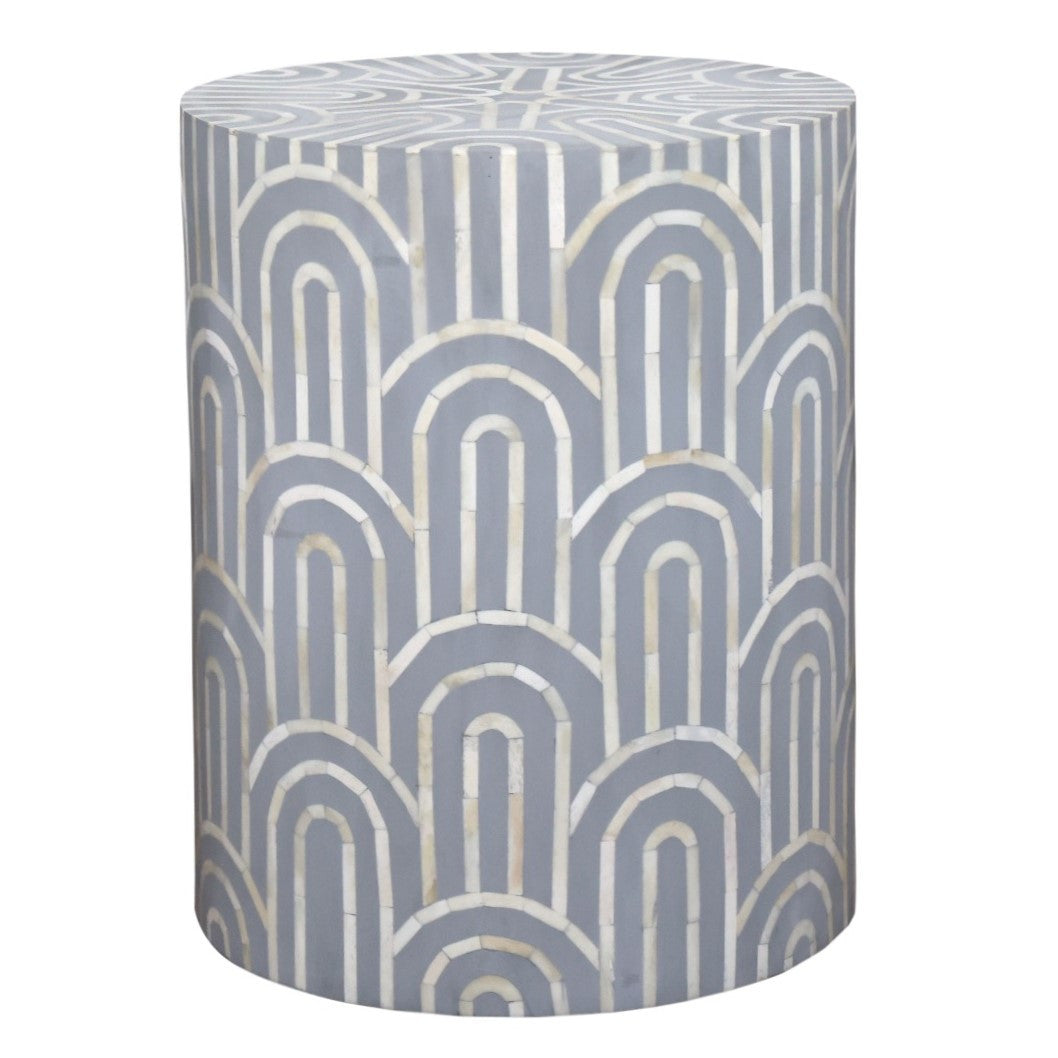 Bone Inlay Side Table : Arches : Blue-Grey