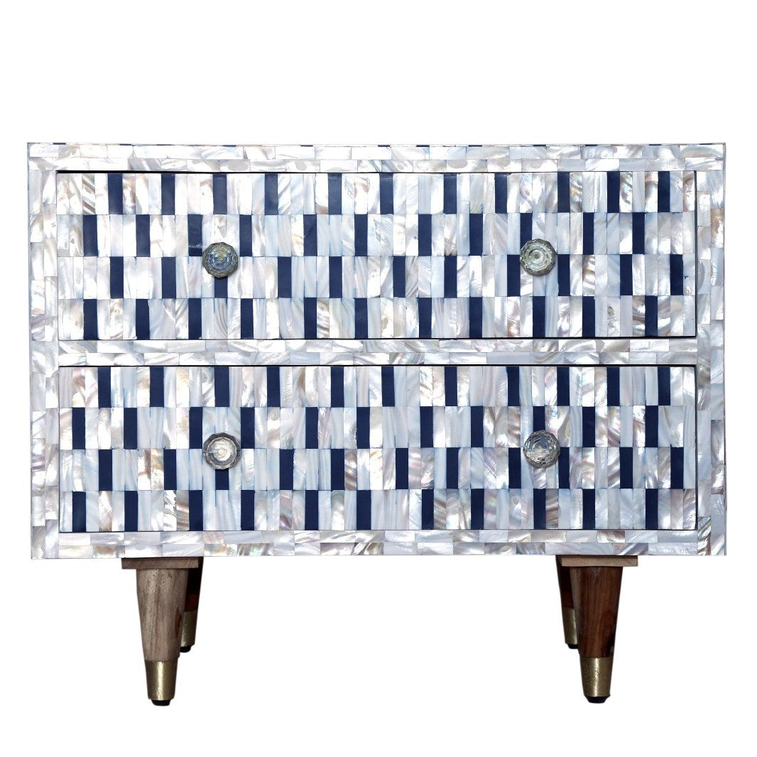Mother of Pearl Inlay 2 Drawer Bedside : Morse : Indigo