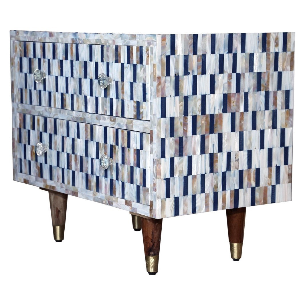 Mother of Pearl Inlay 2 Drawer Bedside : Morse : Indigo