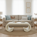 Bone Inlay Coffee Table : Brickwork with Brass Accent : White