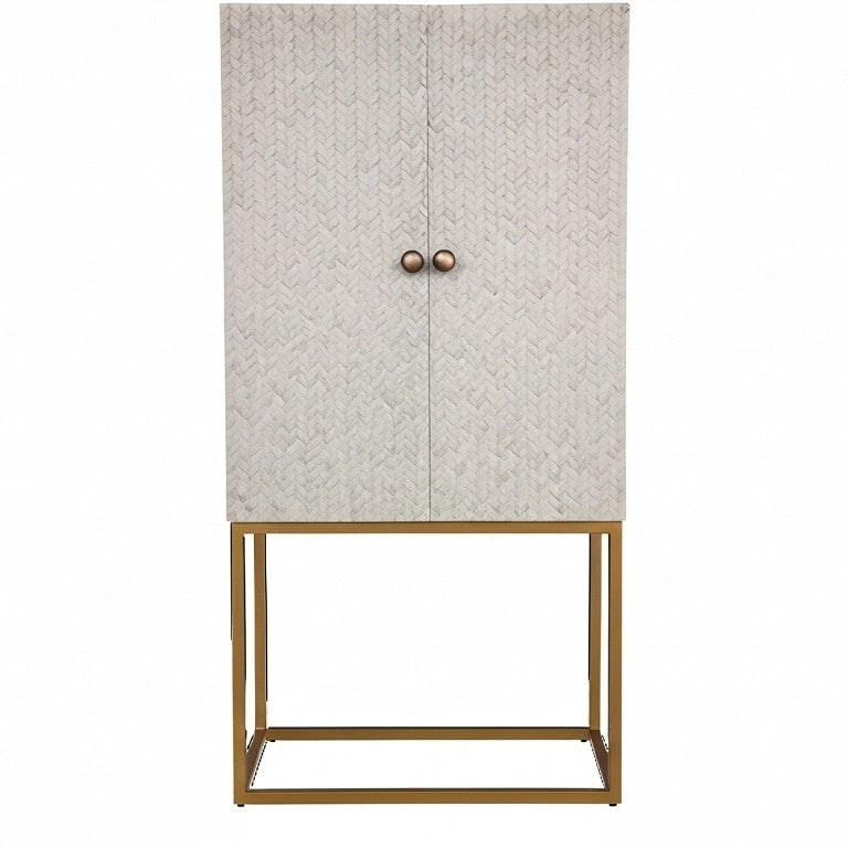 Bone & White Wash Interwoven Cabinet