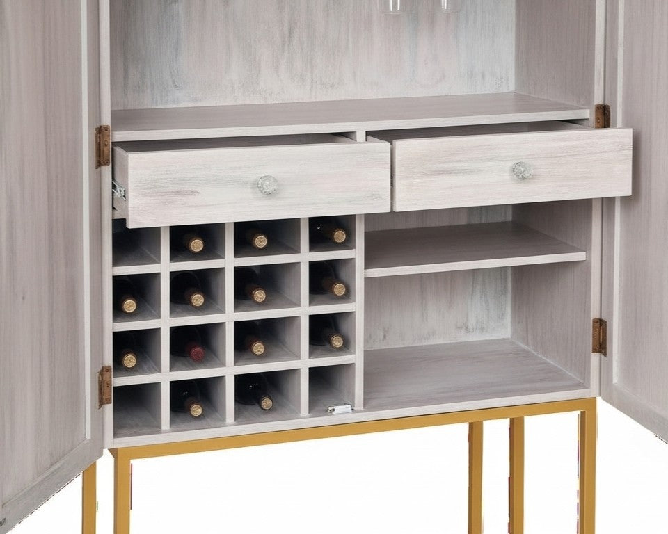 Bone & White Wash Interwoven Cabinet