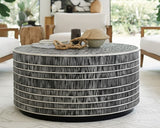 Bone Inlay Round Coffee Table (with castors) : Staccato : Black