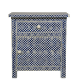 Bone Inlay Large Bedside Cabinet : Scallop : Navy