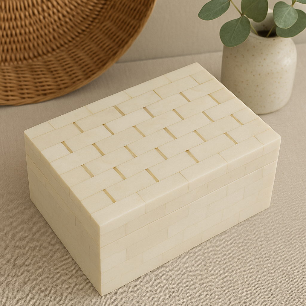 Bone Inlay Rectangular Box : Interlace : Natural