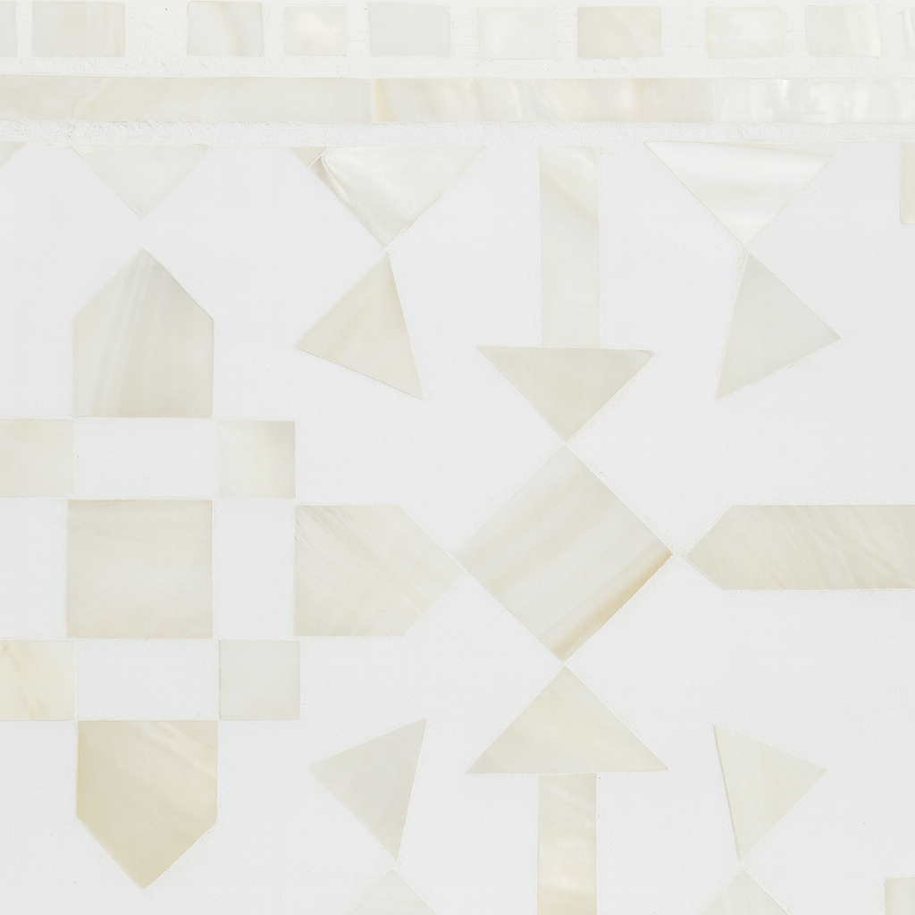 Bone Inlay Waterfall Coffee Table : Zelliges : White