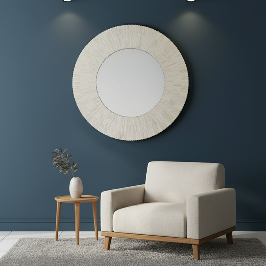 Bone Round Celine Mirror