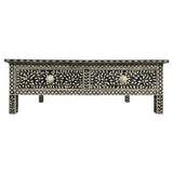 Bone Inlay Rectangular Coffee Table : Floral : Black