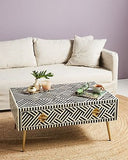 Bone Inlay Rectangular Coffee Table : Cross Cross : Black