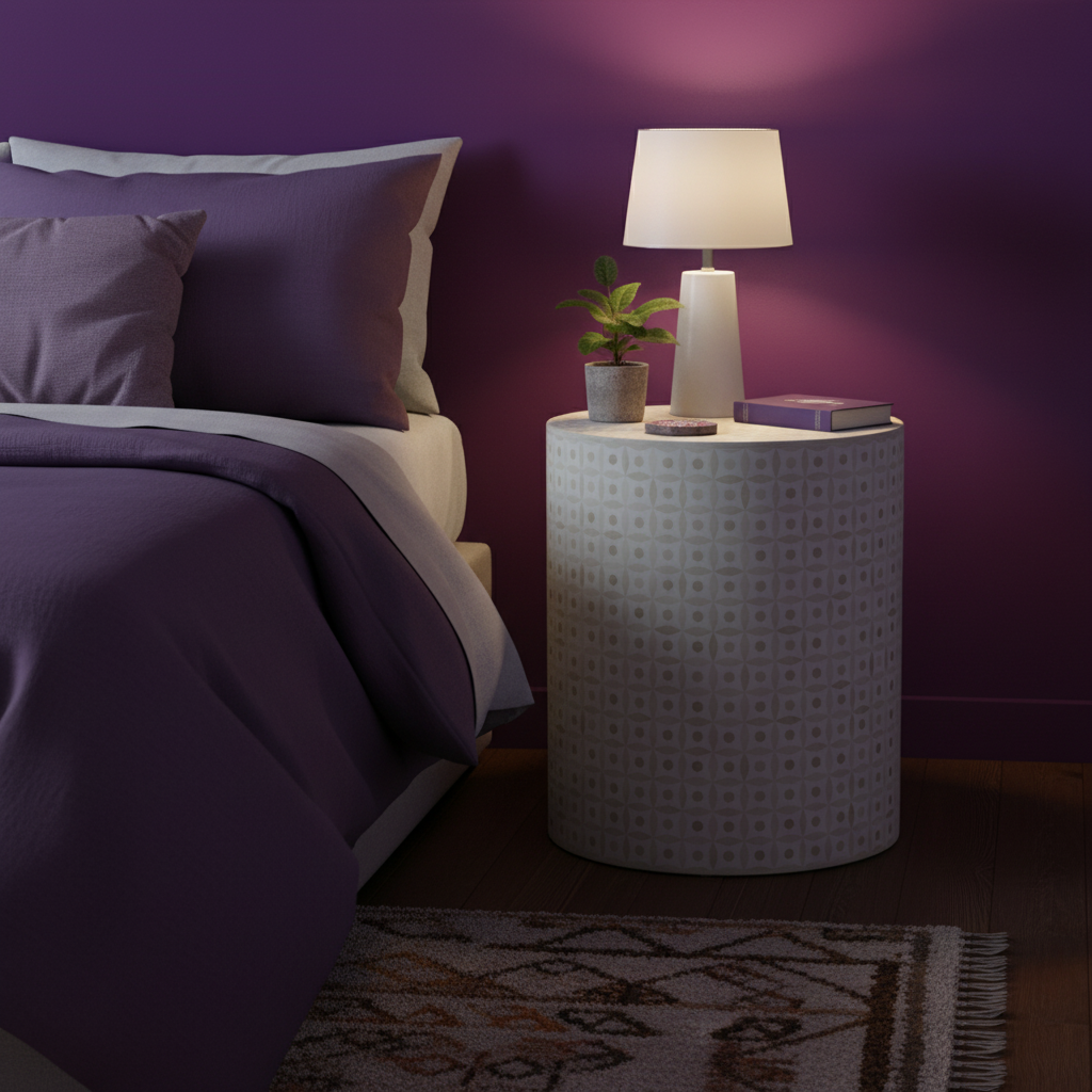 Bone Inlay Side Table : Starburst : White