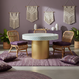 Bone Inlay Dining Table with Brass Base